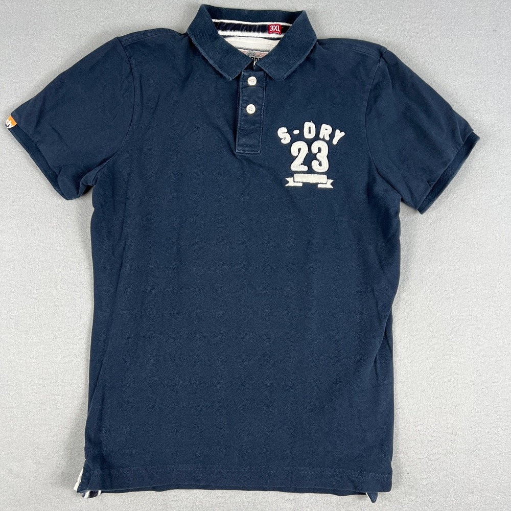 Superdry Classic Pique‎ Polo Shirt Fits Medium Preppy Embroidered S-Dry 23 Navy